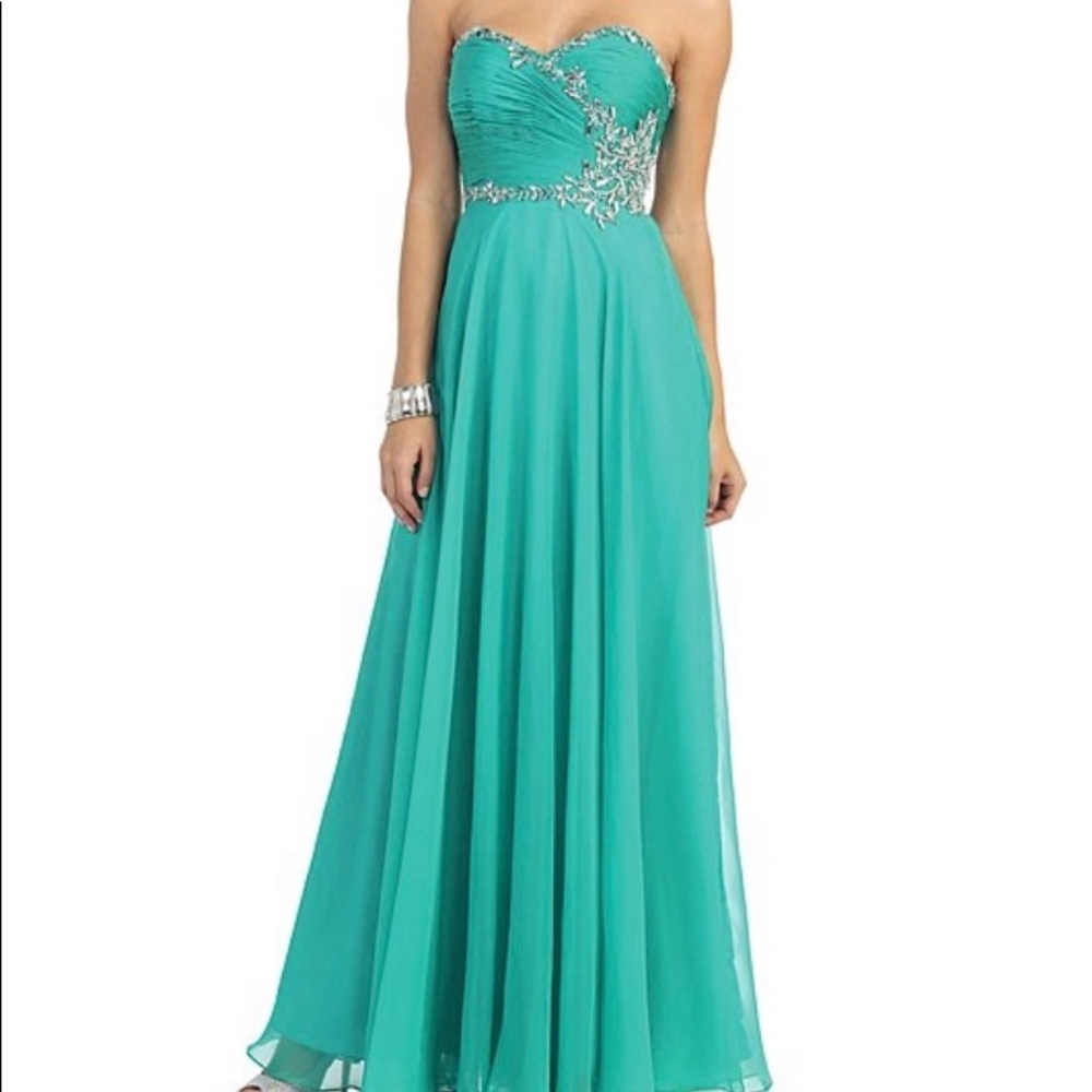 Sage chiffon strapless dress